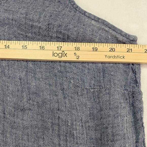 Pure J Jill 100% Linen Tunic Womens 1X Blue Lagenlook Coastal Grandmother Boxy - Picture 5 of 10